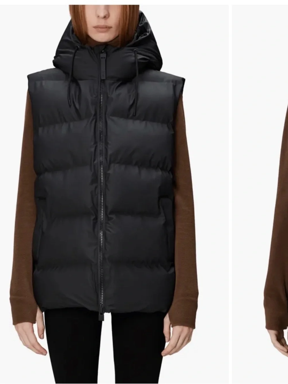 Rain unisex Black Puffer Vest with Hood - Casual Insulated Jacket